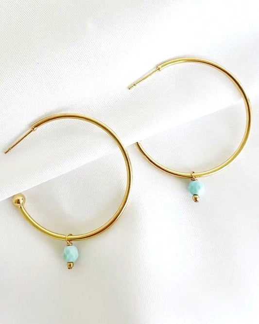 Natural Turquoise Hoops